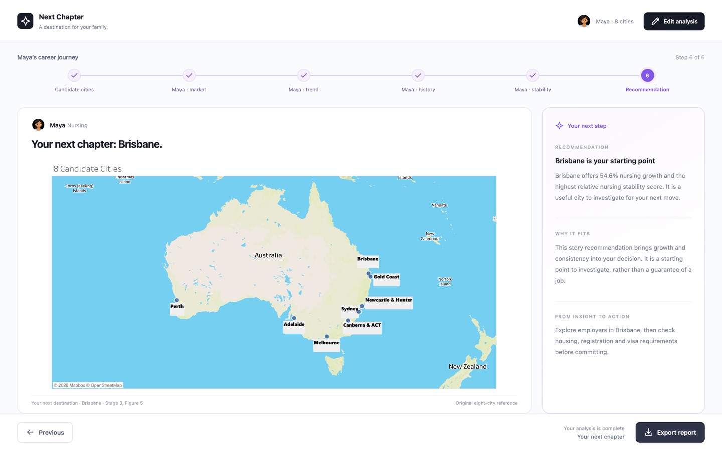 Next Chapter: final recommendation on a map of Australia